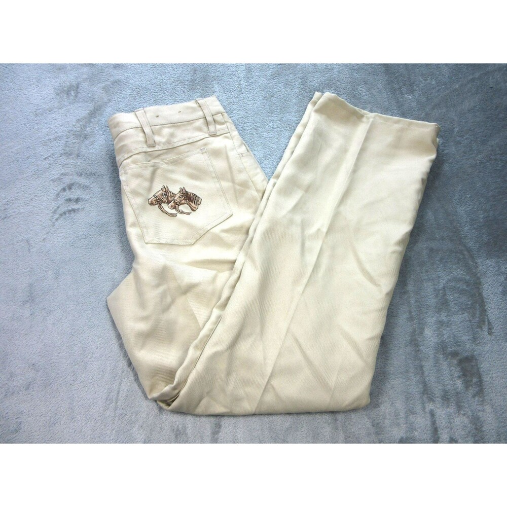 Vintage Scorpion Pant Men's 34 /32 Embroidered Horse Back Pocket Beige Chino